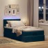 Estructura de cama otomana colchón terciopelo azul