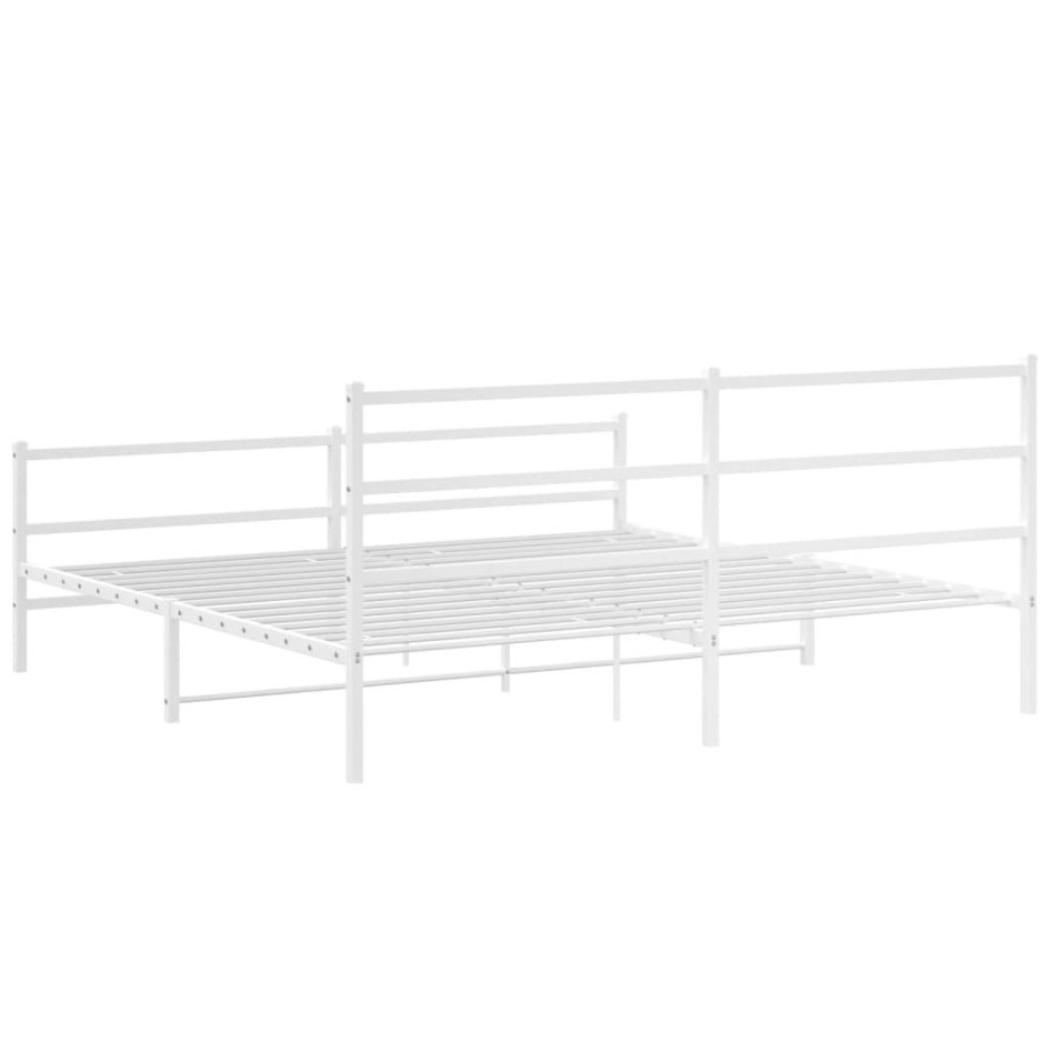 Estructura cama metal con cabecero y estribo blanco 183x213