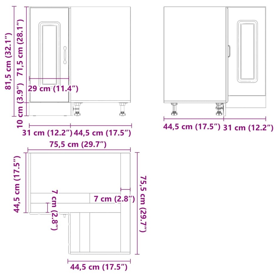 Mueble de cocina esquina Kalmar gris sonoma madera