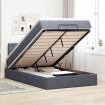 Estructura cama otomana colchón terciopelo gris oscuro