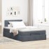 Estructura cama otomana colchón terciopelo gris