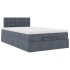 Estructura cama otomana colchón terciopelo gris