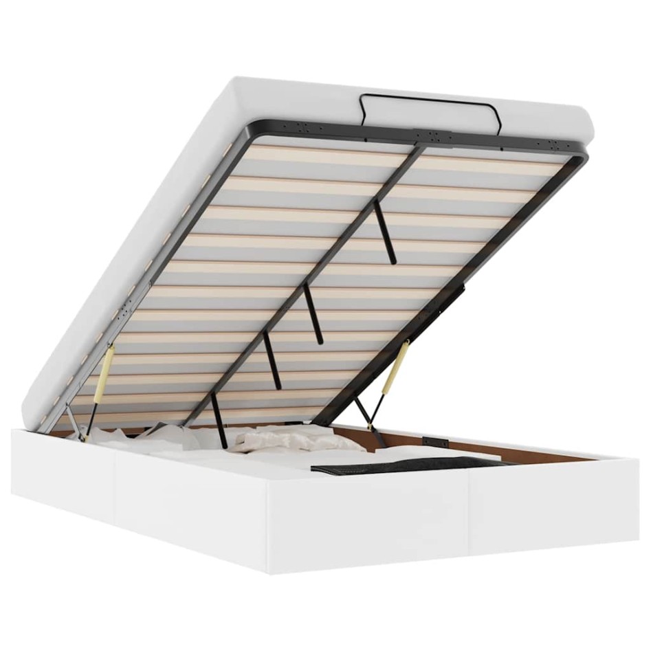 Estructura de cama otomana sin colchón blanco