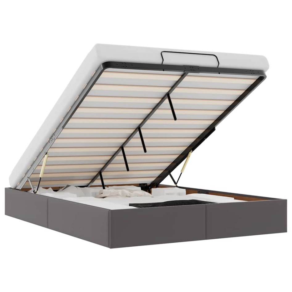 Estructura de cama otomana sin colchón gris 140x200