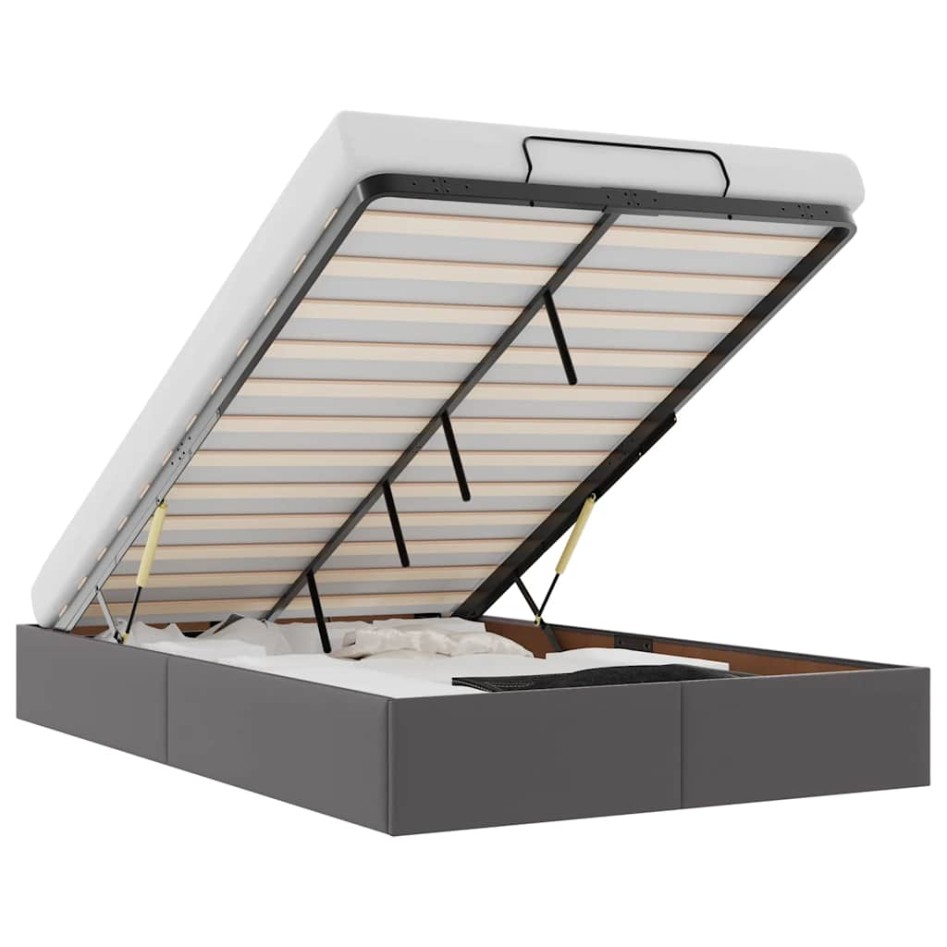 Estructura de cama otomana sin colchón gris 120x200