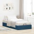 Estructura de cama otomana sin colchón tela azul 90x200