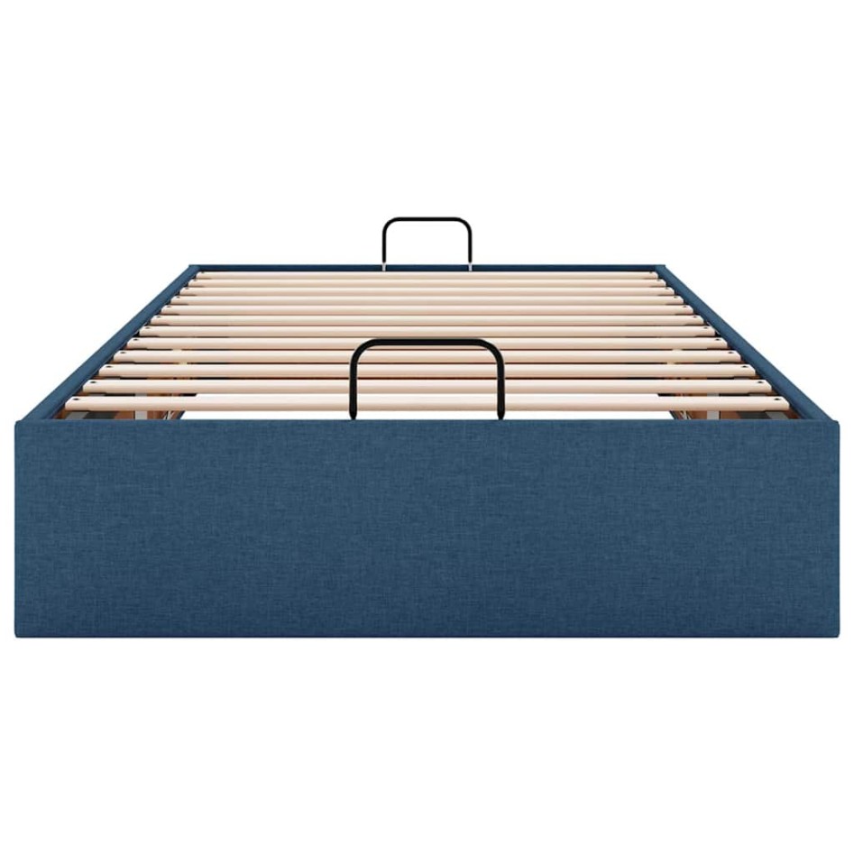 Estructura de cama otomana sin colchón tela azul 90x200