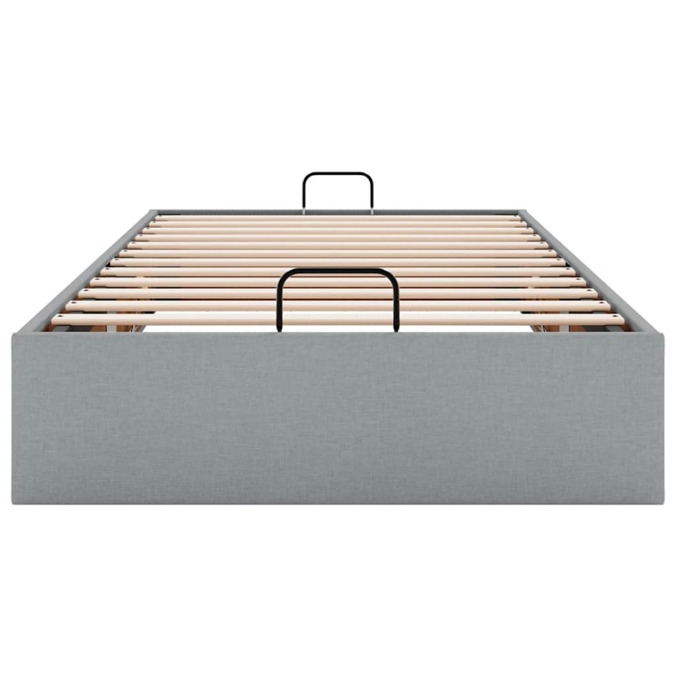 Estructura de cama otomana sin colchón tela gris claro