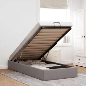 Estructura cama otomana sin colchón tela gris pardo