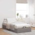 Estructura de cama otomana sin colchón tela gris pardo