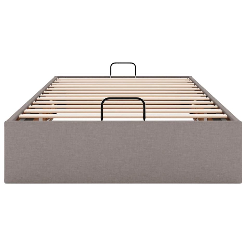 Estructura de cama otomana sin colchón tela gris pardo