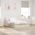 Estructura de cama otomana sin colchón tela crema