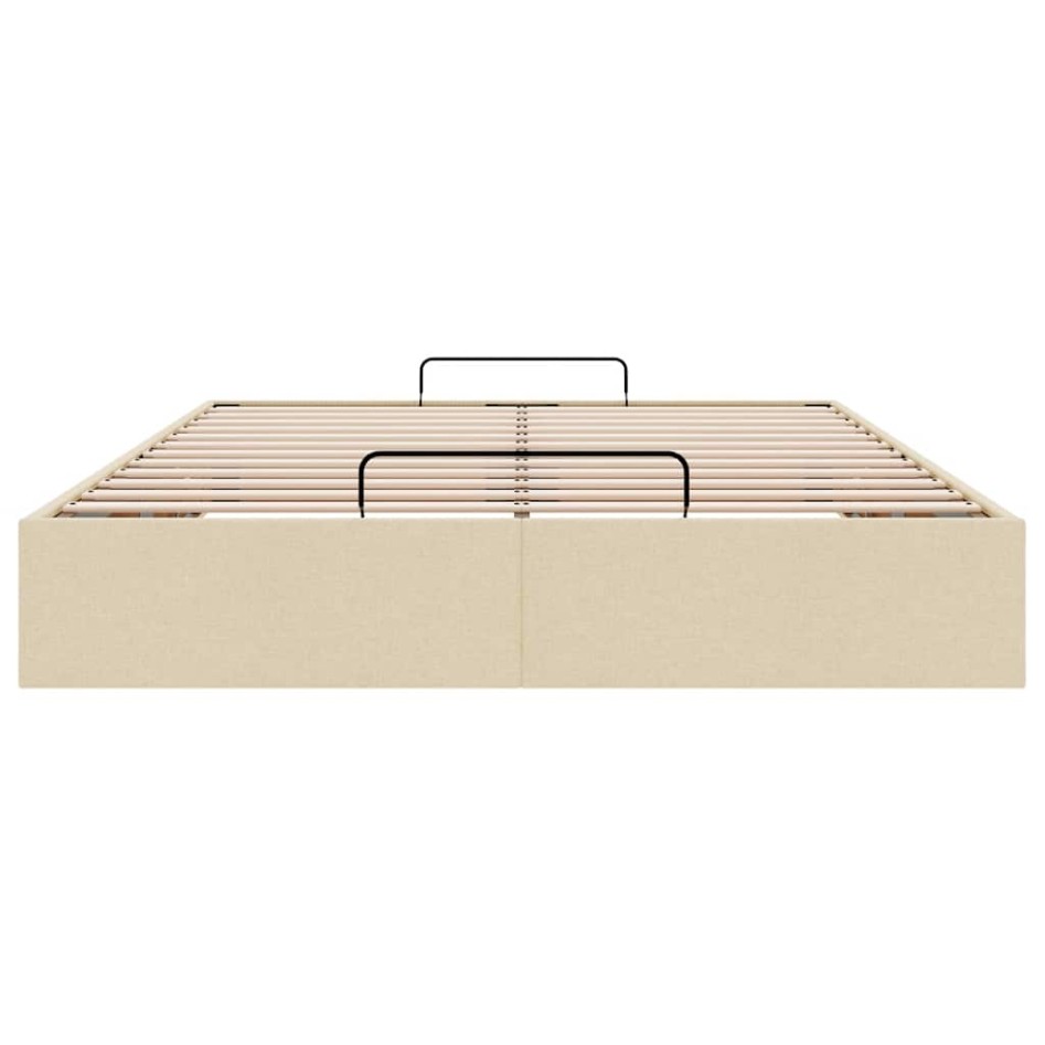 Estructura de cama otomana sin colchón tela crema