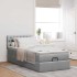 Estructura de cama otomana con colchón tela gris claro