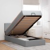 Cama otomana con colchón gris claro 90x200 cm tela