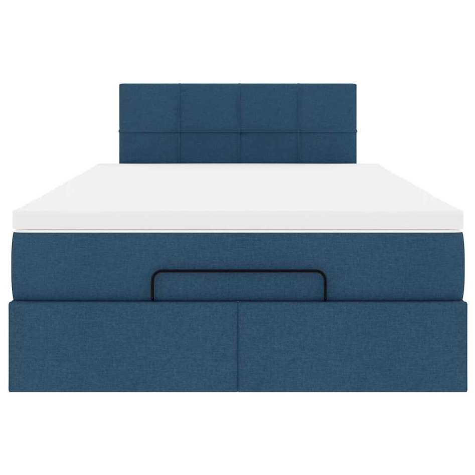 Cama otomana con colchón tela azul 120x200