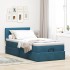 Estructura cama otomana colchón terciopelo azul