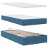 Estructura cama otomana colchón terciopelo azul