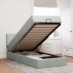 Estructura cama otomana colchón terciopelo gris claro 90x200cm