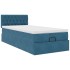 Estructura de cama otomana colchón terciopelo azul