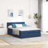 Estructura de cama otomana colchón tela azul pardo