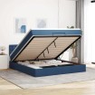 Estructura de cama otomana con colchón tela azul 160x200 cm