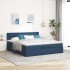 Estructura de cama otomana con colchón tela azul 160x200