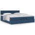 Estructura de cama otomana con colchón tela azul 160x200