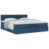 Estructura de cama otomana con colchón tela azul 160x200