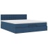 Estructura de cama otomana con colchón tela azul 160x200