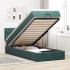 Estructura de cama otomana con colchón terciopelo verde