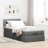 Estructura cama otomana colchón tela gris