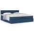 Estructura de cama otomana con colchón tela azul 160x200
