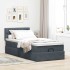 Estructura cama otomana colchón terciopelo gris