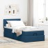 Cama otomana con colchón tela azul 100x200