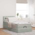 Estructura cama otomana colchón terciopelo gris claro
