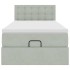 Estructura cama otomana colchón terciopelo gris claro