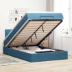 Estructura de cama otomana colchón terciopelo azul oscuro
