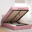Estructura de cama otomana colchón terciopelo rosa 120x200cm