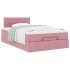Estructura de cama otomana colchón terciopelo rosa