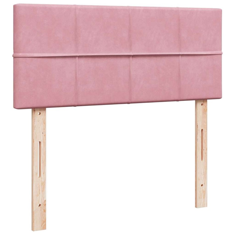 Estructura de cama otomana colchón terciopelo rosa