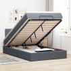 Estructura cama otomana colchón terciopelo gris oscuro