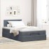 Estructura cama otomana colchón terciopelo gris