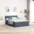 Estructura cama otomana colchón terciopelo gris