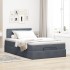 Estructura cama otomana colchón terciopelo gris