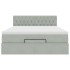 Estructura cama otomana colchón terciopelo gris claro