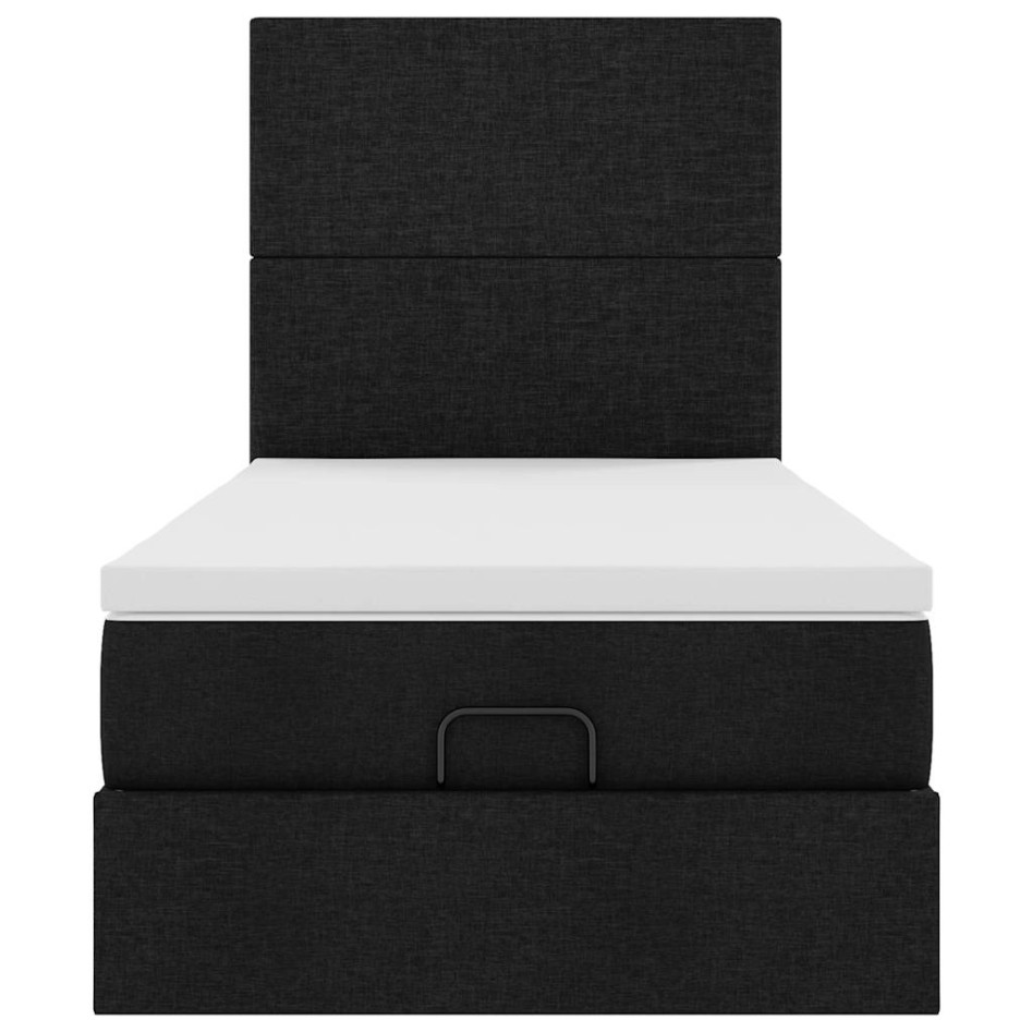 Estructura cama otomana colchón tela negra 90x190