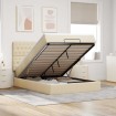 Estructura cama otomana colchón tela marrón oscuro 90x190 cm