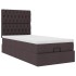 Cama otomana con colchón y LED tela marrón oscuro 90x200
