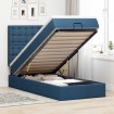 Cama otomana con colchón azul 90x200 cm tela